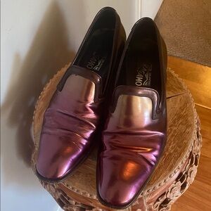 ❤️‍🔥SALVATORE FERRAGAMO 8 Brown Burgundy Ombre Leather Slip On Loafers❤️‍🔥